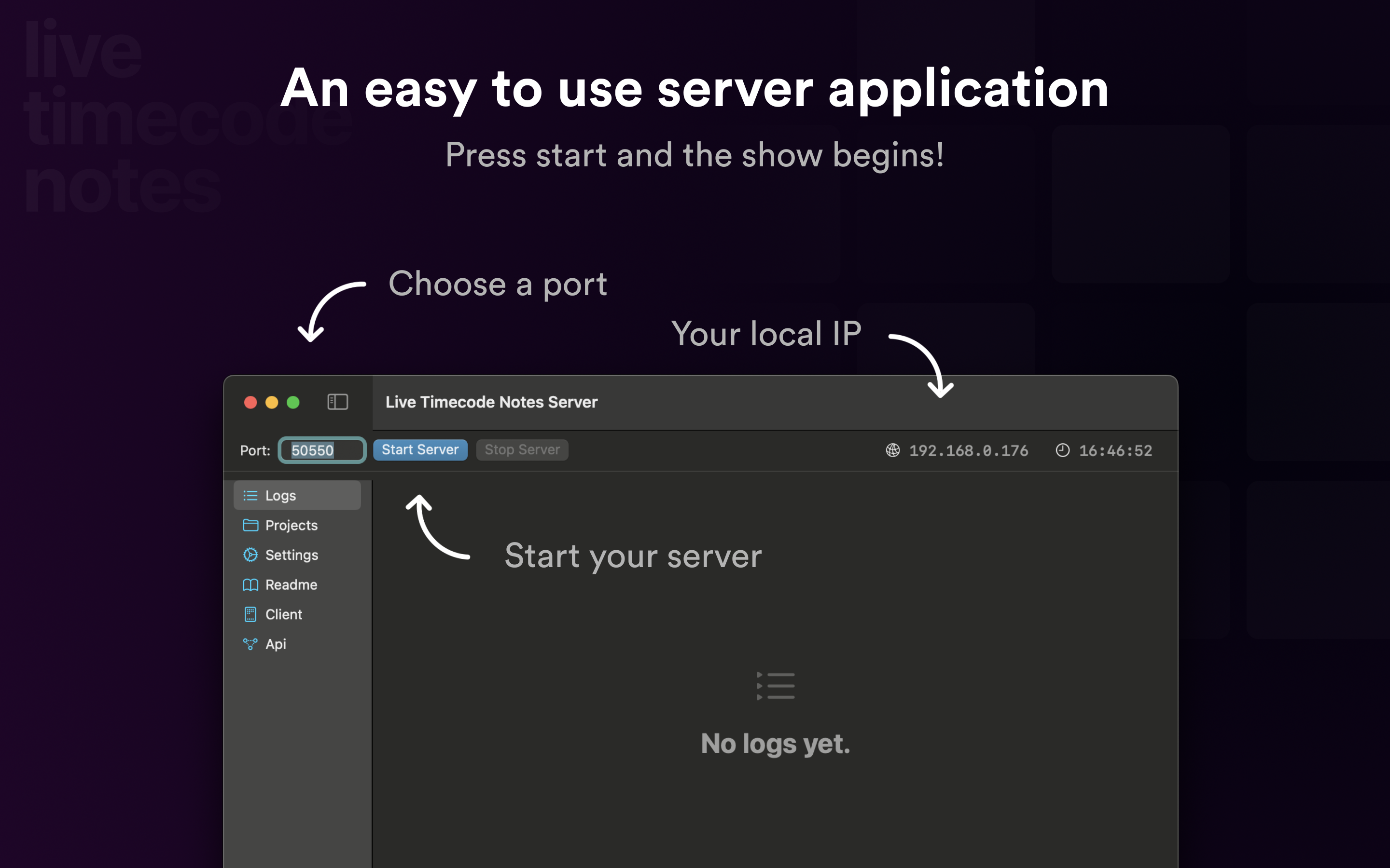 Live Timecode Notes Server Interface